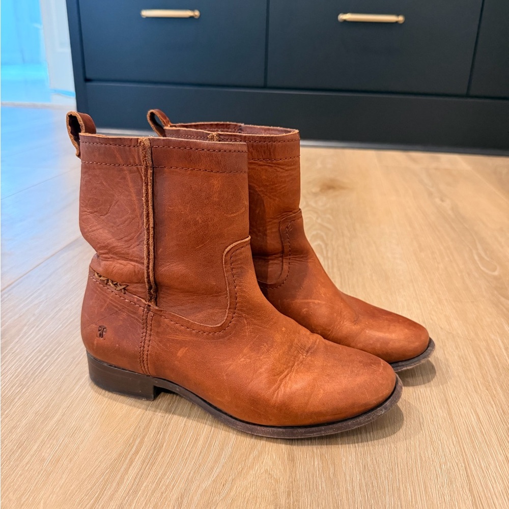 Frye cognac brown Leather Ankle Boots